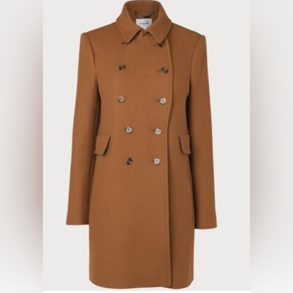 L.k.bennett London Fellis Military Coat In Camel Wool Double breasted size 2 EUC